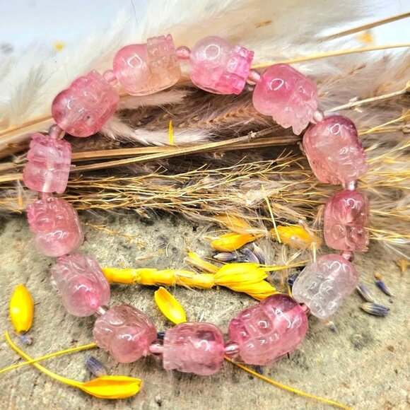Premium Grade Nature Pink Tourmaline Pi Xiu Bracelet - Picture 8 of 10